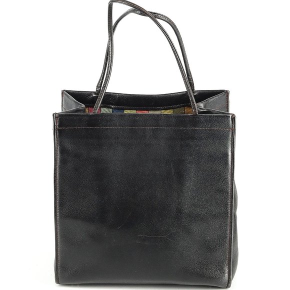 Vintage 1960s COACH Bonnie Cashin Black Lunch Bag Purse w/ Early Mexican Stripe - Picture 2 of 14